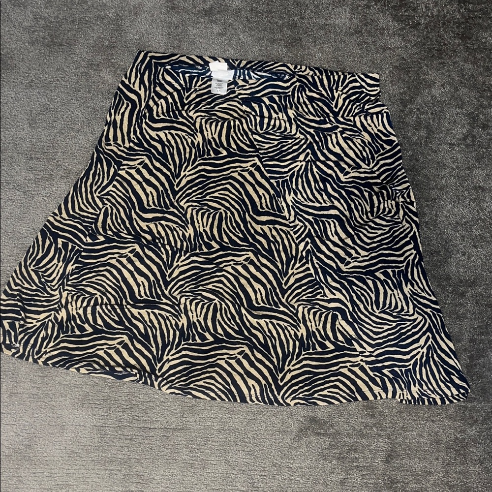 Jaclyn Smith Black and Cream Zebra A-Line Skirt